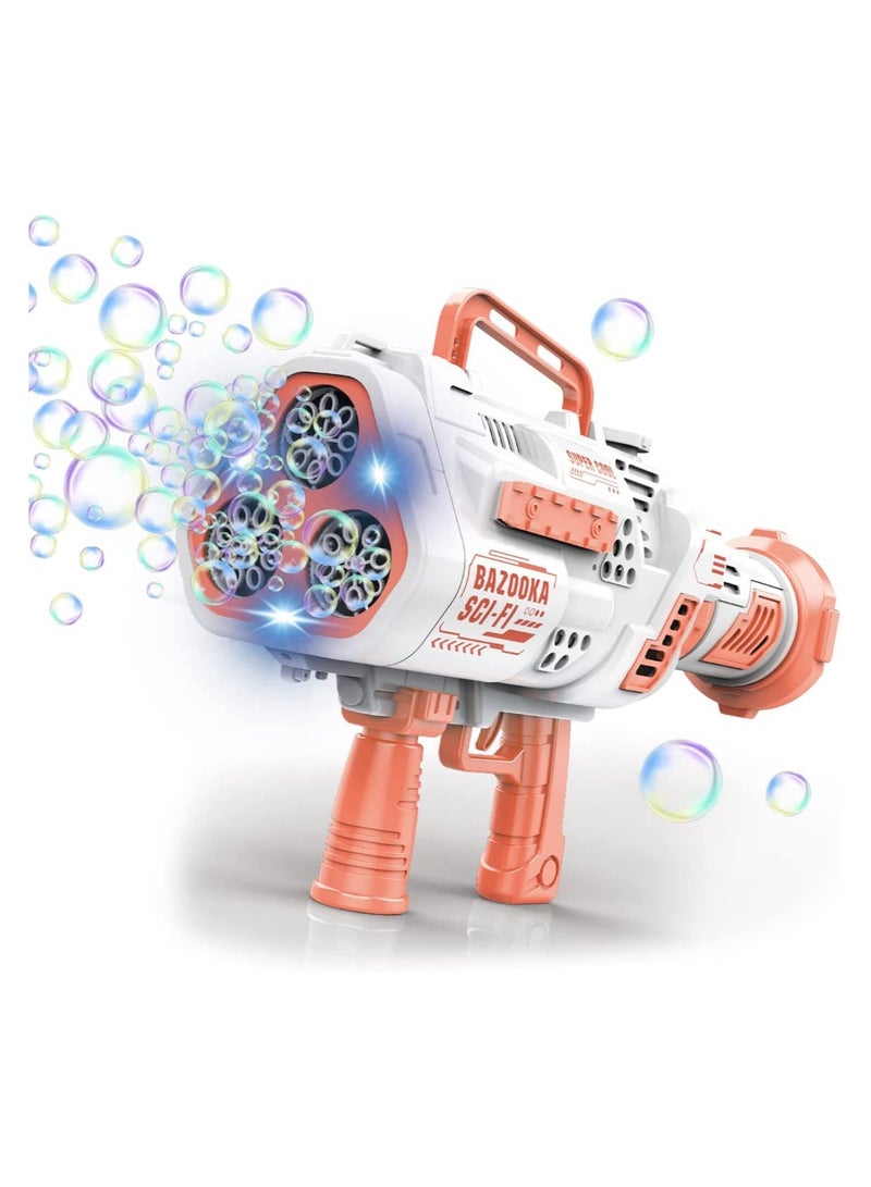 Bubble Gun Blower Bubble Auto Machine Gun 24 Hole Light Up Bubble Maker Rocket Launcher Bubble Maker Electric Bubble Gun Bubble Blaster for Kids Summer Toy Birthday Gift