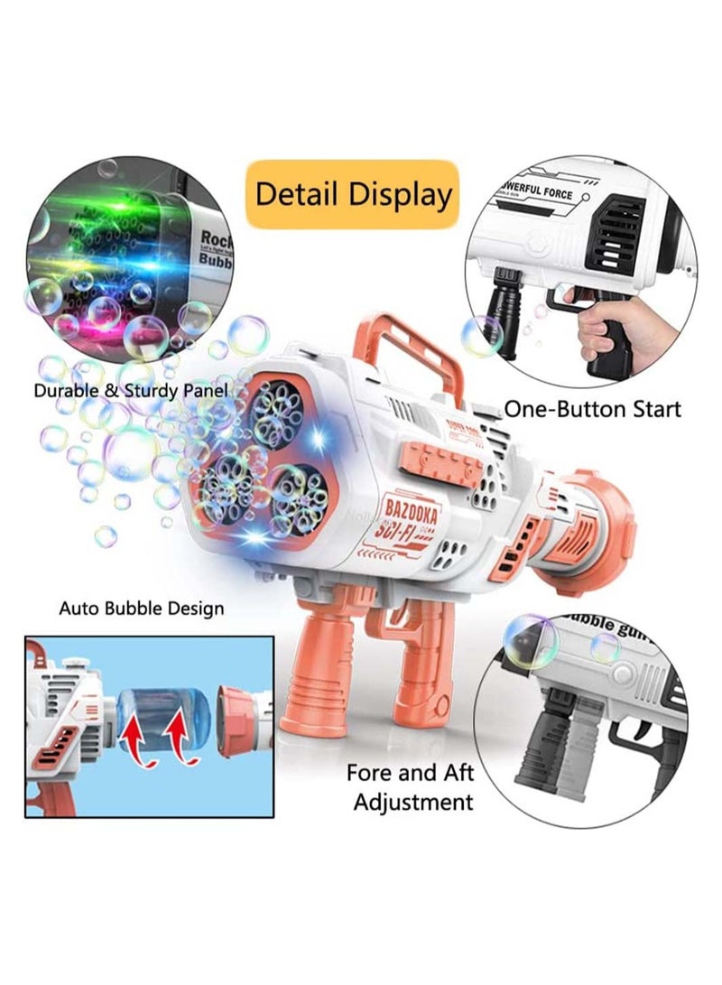 Bubble Gun Blower Bubble Auto Machine Gun 24 Hole Light Up Bubble Maker Rocket Launcher Bubble Maker Electric Bubble Gun Bubble Blaster for Kids Summer Toy Birthday Gift