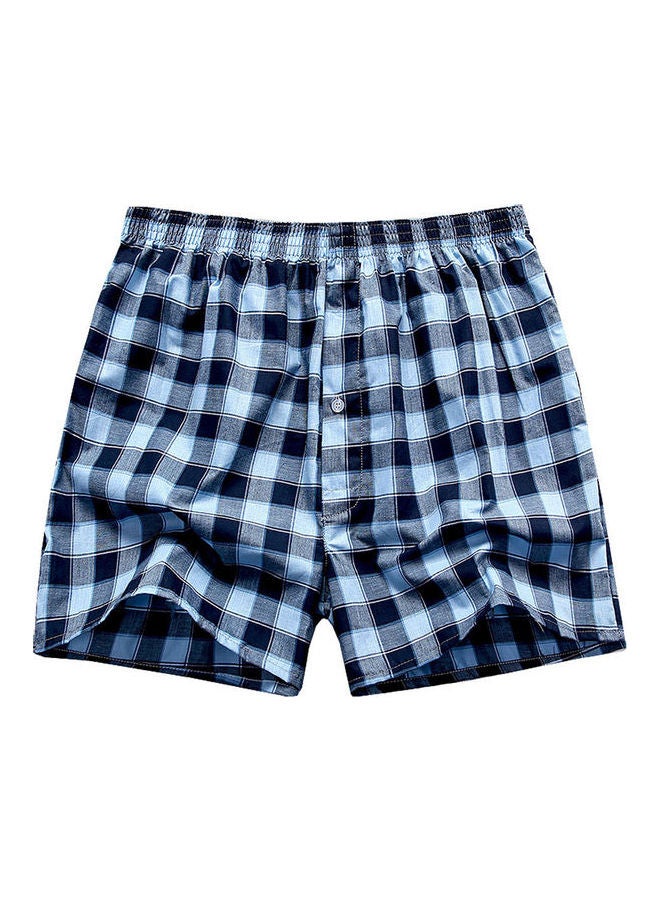 Summer Men Plaid Print Elastic Waistband Loose Boxers Beach Home Short Pants Random