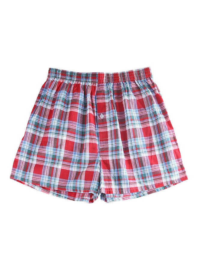 Summer Men Plaid Print Elastic Waistband Loose Boxers Beach Home Short Pants Random