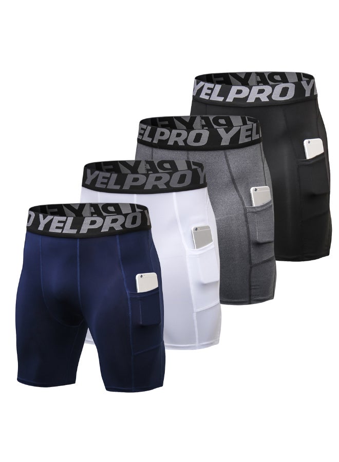 4-Packs Workout Underwear With Pocket Multicolour