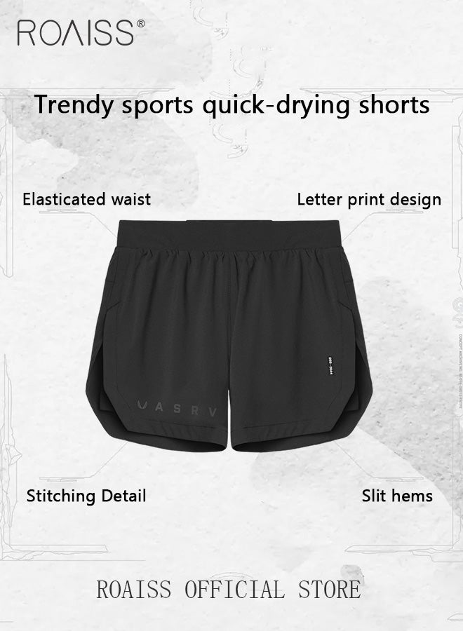 Men Functional Sports Fitness Pants Double Layer Skin Friendly Fabric Breathable Wear Resistant Quick Drying Material Training Pants Lined with Pockets