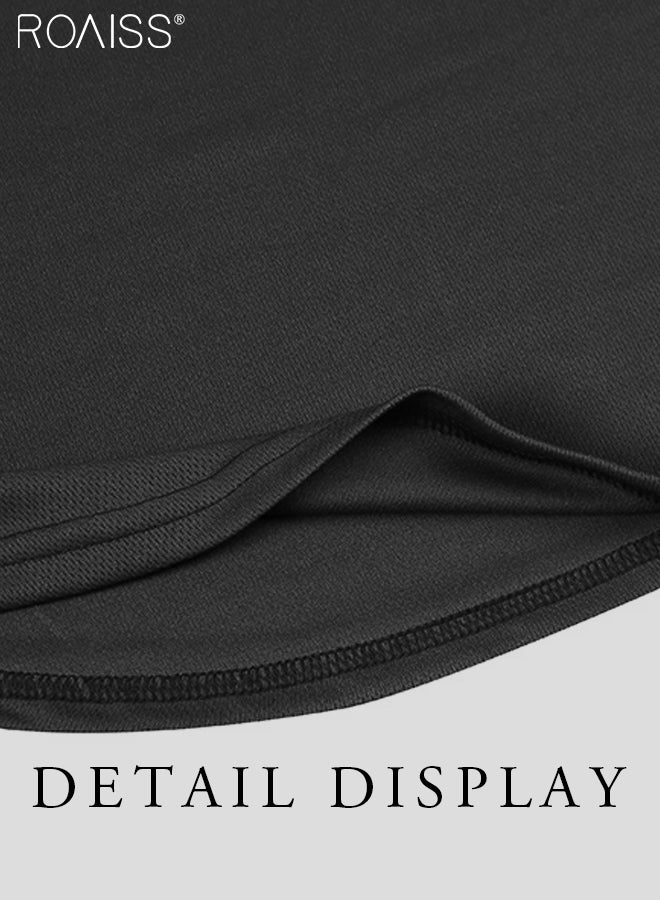 Fashionable and Versatile Fitness Shorts for Men's Daily Sports Running Elastic Waist Drawstring Contrasting Design Sports Shorts