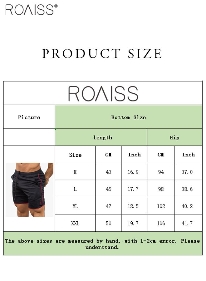 Fashionable and Versatile Fitness Shorts for Men's Daily Sports Running Elastic Waist Drawstring Contrasting Design Sports Shorts