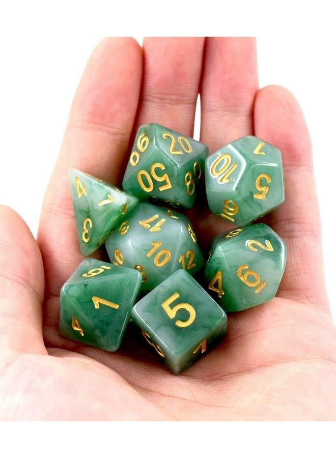 Polyhedral Dnd Dice Sets, 7Die Green D&D Dice For Dungeons And Dragons Pathfinder Rpg Mtg Table Gaming Dice,Jade Dice (Green)