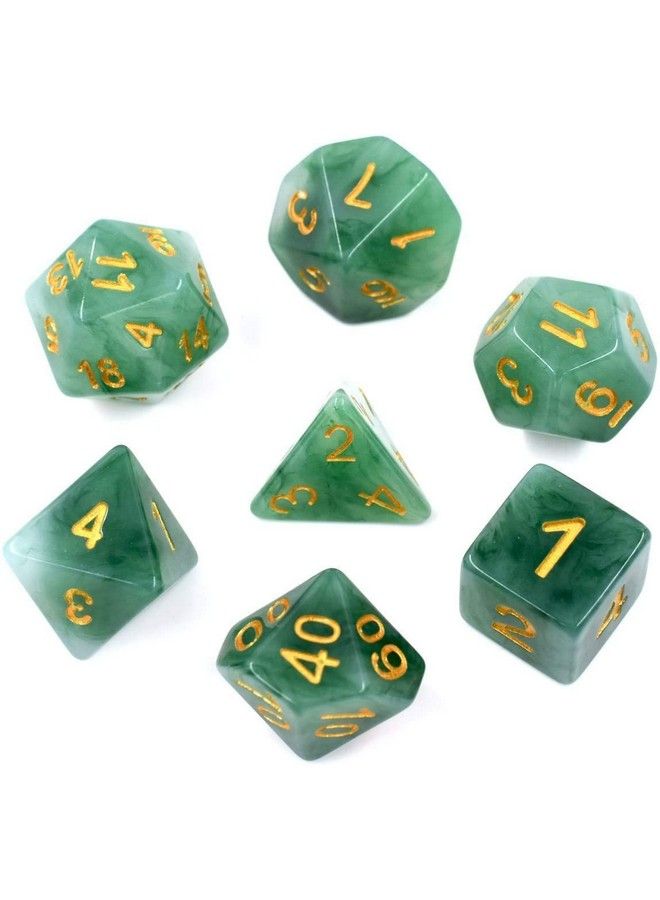 Polyhedral Dnd Dice Sets, 7Die Green D&D Dice For Dungeons And Dragons Pathfinder Rpg Mtg Table Gaming Dice,Jade Dice (Green)