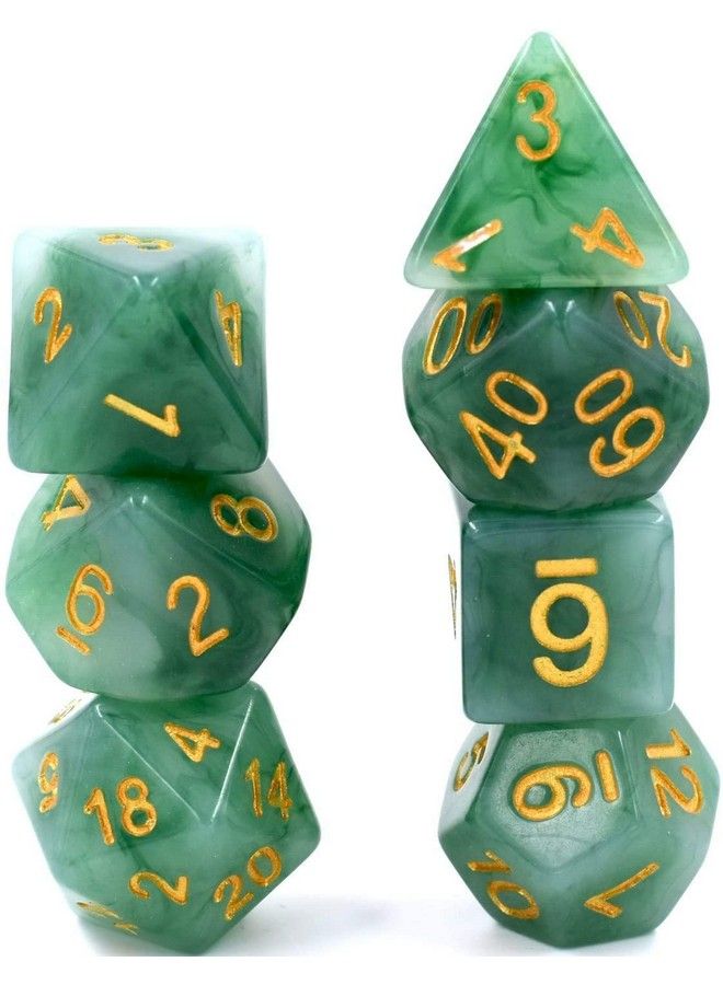 Polyhedral Dnd Dice Sets, 7Die Green D&D Dice For Dungeons And Dragons Pathfinder Rpg Mtg Table Gaming Dice,Jade Dice (Green)