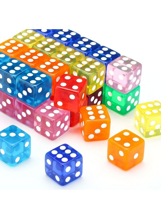 40 Pieces 6Sided Game Dice Set 8 Translucent Colors Dice For Board Games And Teaching Math