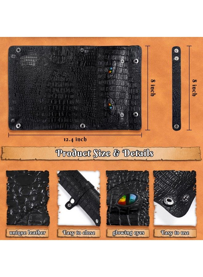 2 In1 Dnd Dice Bag & Tray Black Pu Leather Dnd Dice Tray Bag Dice For Rolling Tray Bag Contains A Dnd Dice Bag To Storge Coins And Dice Glow In The Dark Green Eye Dnd Accessories Retro Game Props