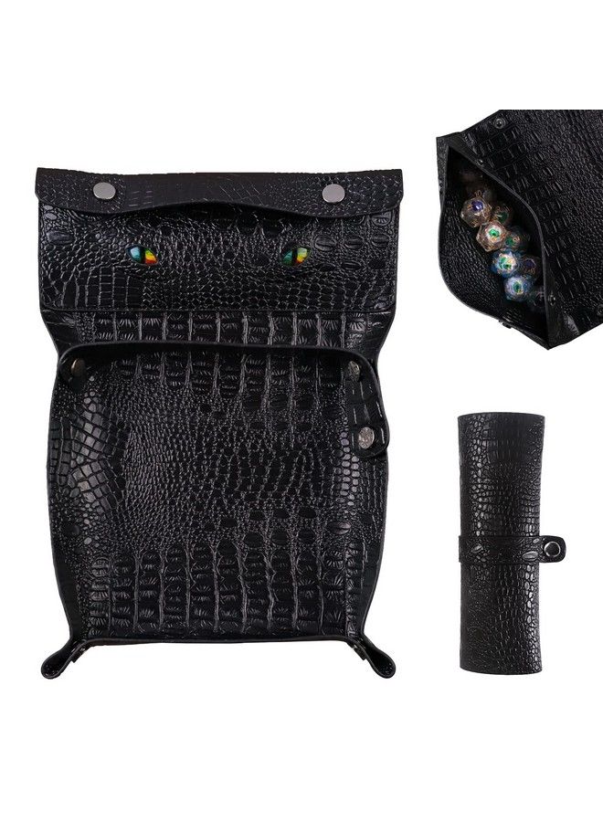 2 In1 Dnd Dice Bag & Tray Black Pu Leather Dnd Dice Tray Bag Dice For Rolling Tray Bag Contains A Dnd Dice Bag To Storge Coins And Dice Glow In The Dark Green Eye Dnd Accessories Retro Game Props