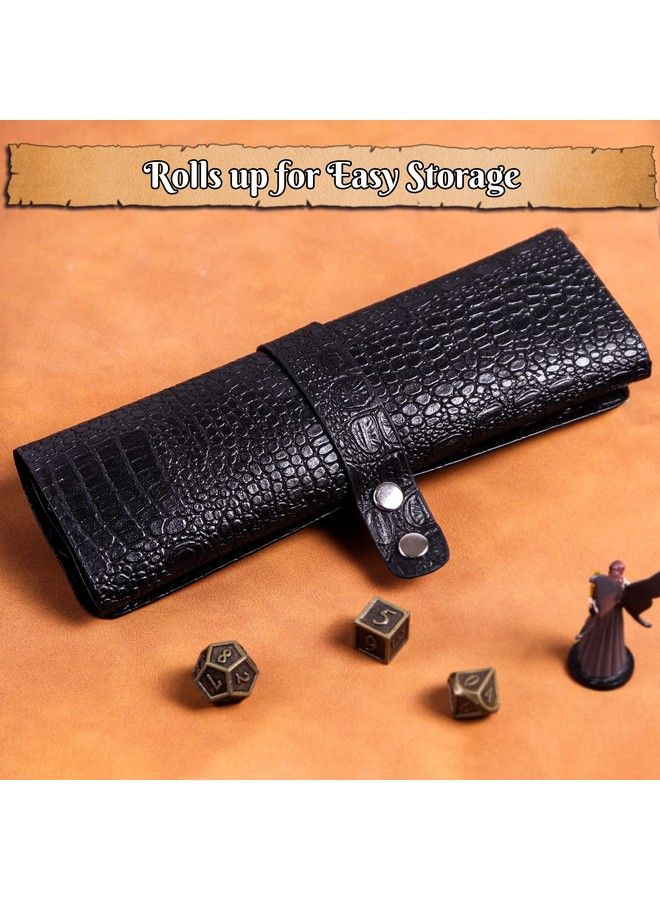 2 In1 Dnd Dice Bag & Tray Black Pu Leather Dnd Dice Tray Bag Dice For Rolling Tray Bag Contains A Dnd Dice Bag To Storge Coins And Dice Glow In The Dark Green Eye Dnd Accessories Retro Game Props