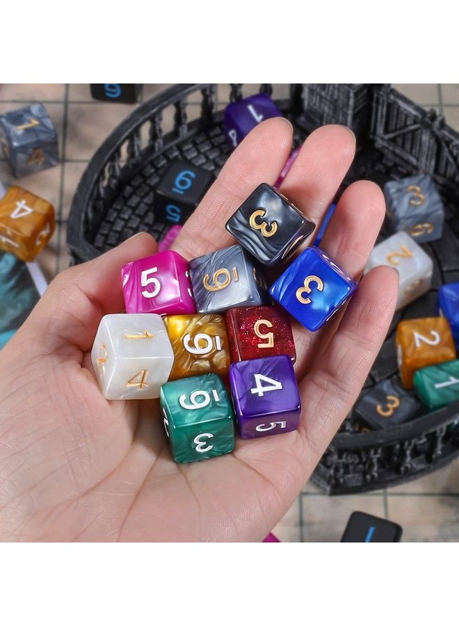 Dnd Polyhedral Dice (100Pcs) With A Dice Bag Compatible With Dungeons And Dragons Dnd Rpg Mtg Role Playing Table Games (10 Colors D6 Dice)