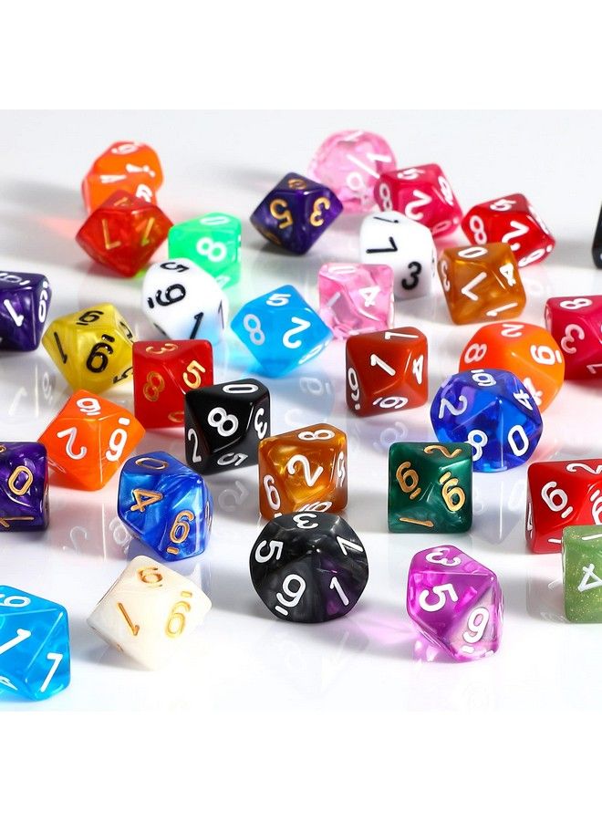 Polyhedral Dice Set With Black Pouch Polyhedral Dice Compatible With Rpg Mtg Table Games Multi Colored Assortment (10 Sided Style50 Pieces)