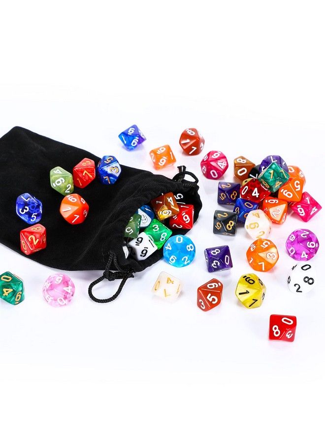 Polyhedral Dice Set With Black Pouch Polyhedral Dice Compatible With Rpg Mtg Table Games Multi Colored Assortment (10 Sided Style50 Pieces)