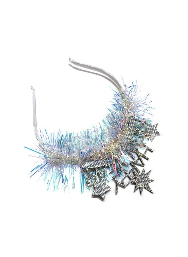 Happy New Year Headband Tiara New Year Headband Hair Hoop Headdress With Tinsel New Year Eve Party Supplies