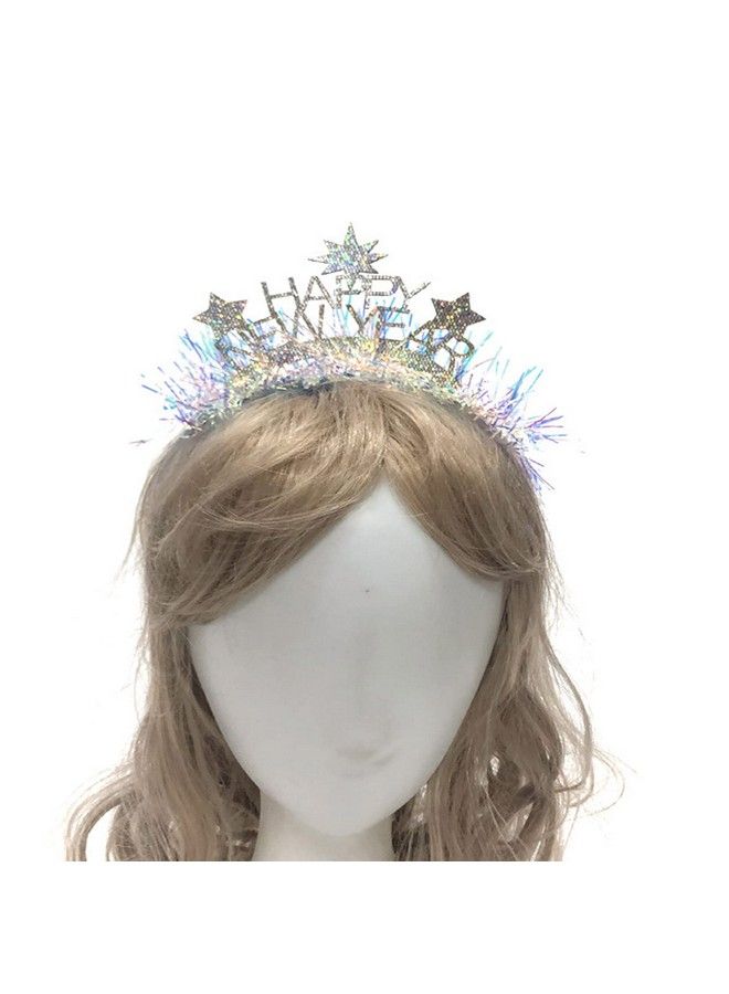 Happy New Year Headband Tiara New Year Headband Hair Hoop Headdress With Tinsel New Year Eve Party Supplies