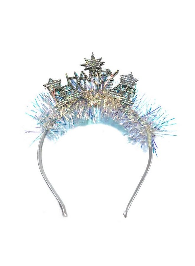 Happy New Year Headband Tiara New Year Headband Hair Hoop Headdress With Tinsel New Year Eve Party Supplies