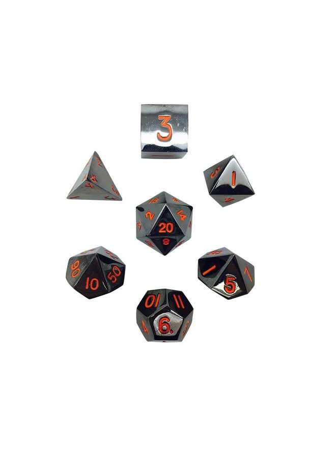 Set Of 7 Black Lava Full Metal Polyhedral Dice By Norse Foundry ; Rpg Math Games Dnd Pathfinder …