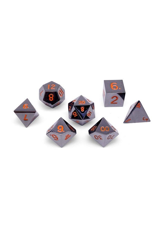 Set Of 7 Black Lava Full Metal Polyhedral Dice By Norse Foundry ; Rpg Math Games Dnd Pathfinder …