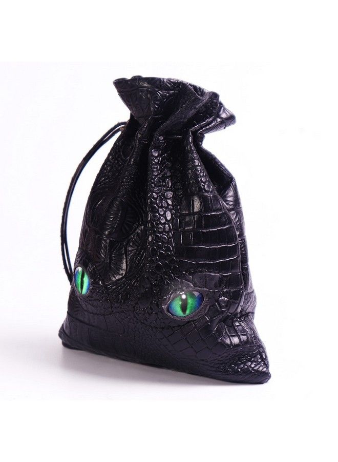 Large Dnd Dice Bag Black Dnd Dice Bag Can Hold 6 Dnd Dice Sets Fire Dragon Leather Coin Bag Glows Green Light In Eyes Suitable For Dnd Board Games Fantasy Rpg Game Accessories Dice Not Included