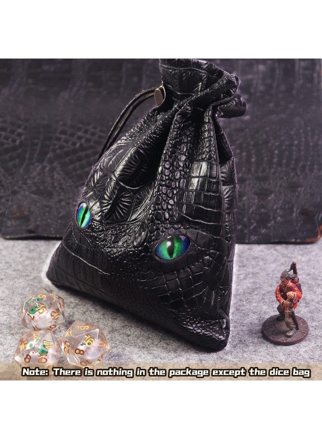 Large Dnd Dice Bag Black Dnd Dice Bag Can Hold 6 Dnd Dice Sets Fire Dragon Leather Coin Bag Glows Green Light In Eyes Suitable For Dnd Board Games Fantasy Rpg Game Accessories Dice Not Included