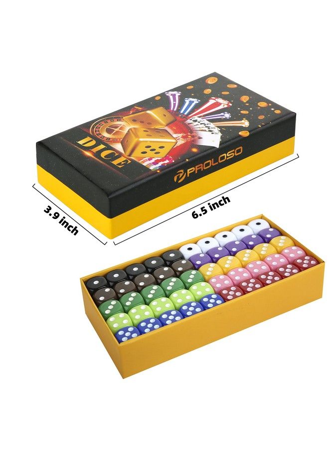 Standard Size D6 Game Dice 16Mm 6Sided Rounded Corner Dice Set In 10 Solid Colors With Storage Box For Party Games 100 Pcs