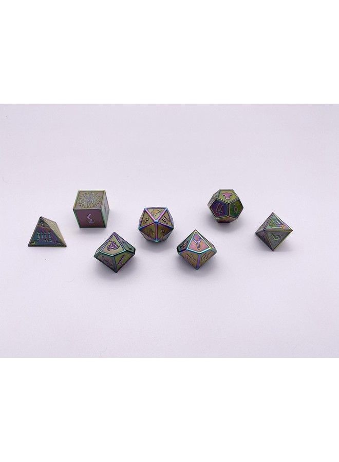 Set Of 7 Yggdrasil Norse Series Full Metal Polyhedral Dice By Norse Foundry ; Rpg Math Games Dnd Pathfinder …