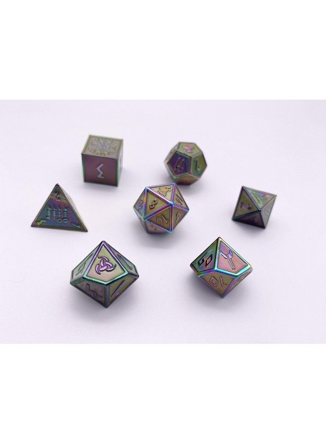 Set Of 7 Yggdrasil Norse Series Full Metal Polyhedral Dice By Norse Foundry ; Rpg Math Games Dnd Pathfinder …