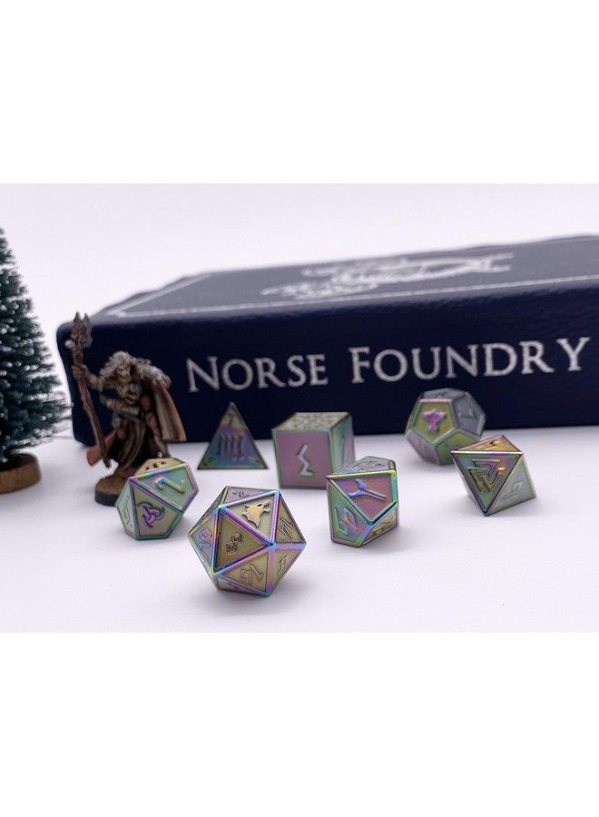 Set Of 7 Yggdrasil Norse Series Full Metal Polyhedral Dice By Norse Foundry ; Rpg Math Games Dnd Pathfinder …