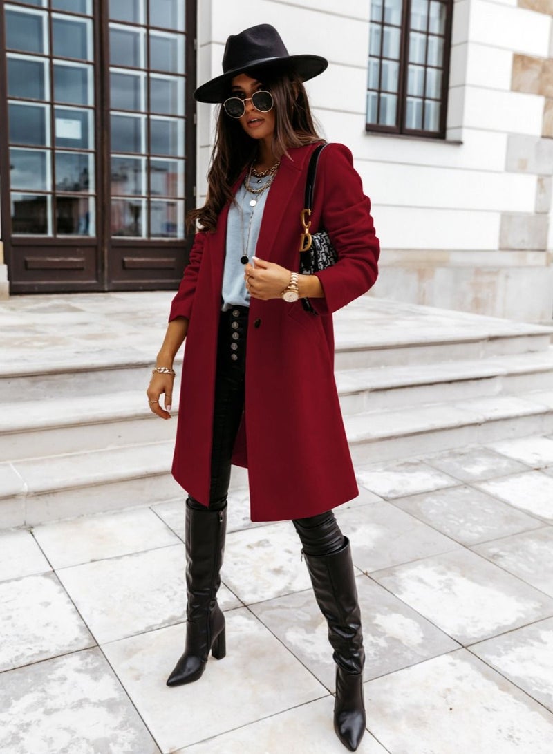 Autumn And Winter New Fashion Solid Color Wool Overcoat