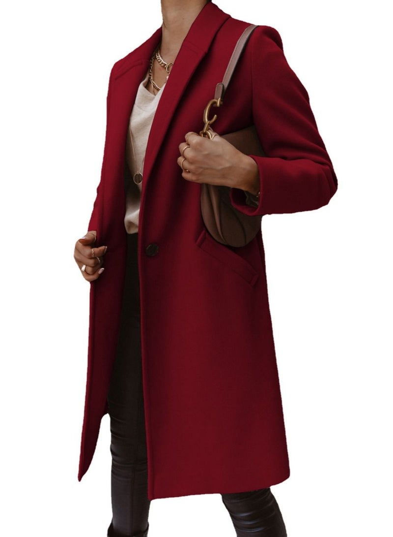 Autumn And Winter New Fashion Solid Color Wool Overcoat