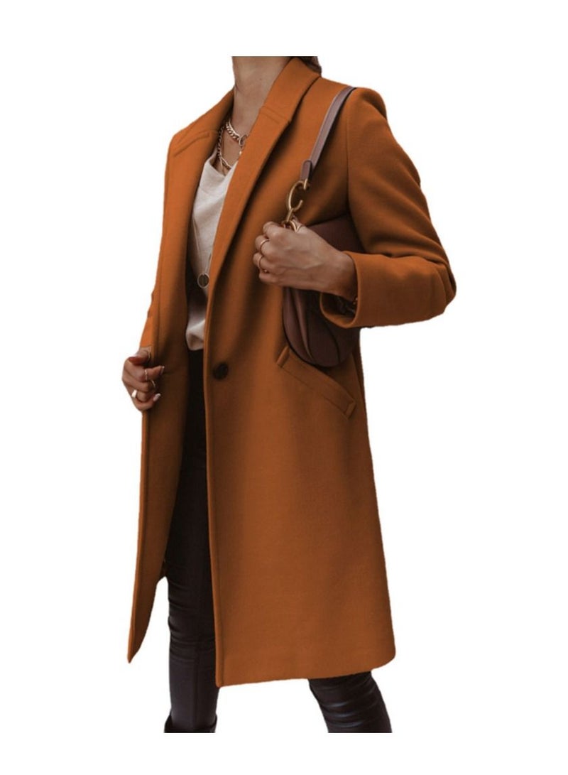 Autumn And Winter New Fashion Solid Color Wool Overcoat