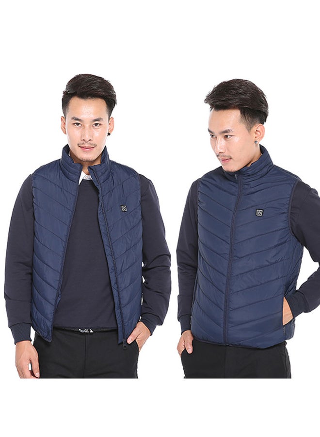 Solid Pattern High Neck Jacket Blue