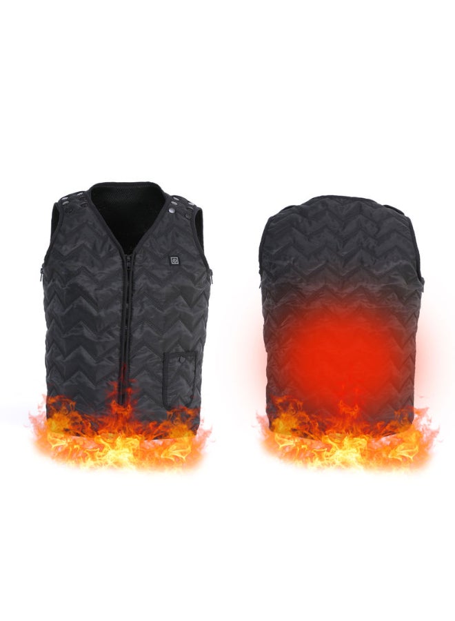 Solid Pattern V-Neck Vest Black