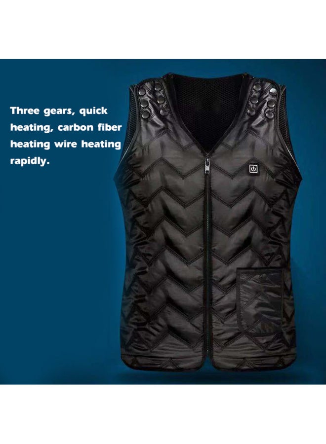 Solid Pattern V-Neck Vest Black