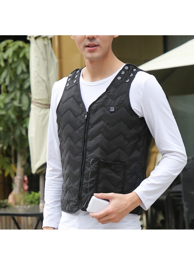 Solid Pattern V-Neck Vest Black