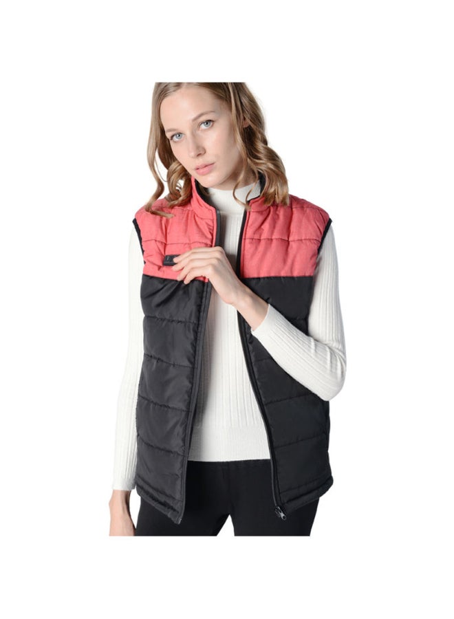 Colourblock Pattern Sleeveless Vest Black/Pink