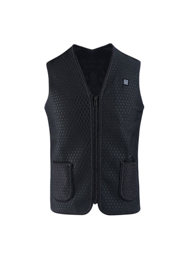 Solid Pattern V-Neck Vest Black