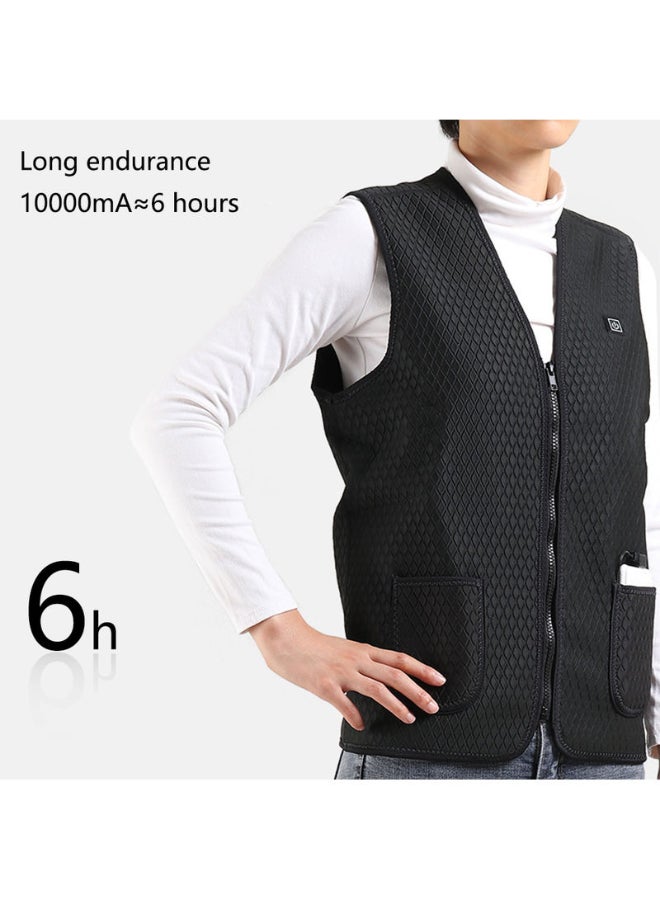 Solid Pattern V-Neck Vest Black