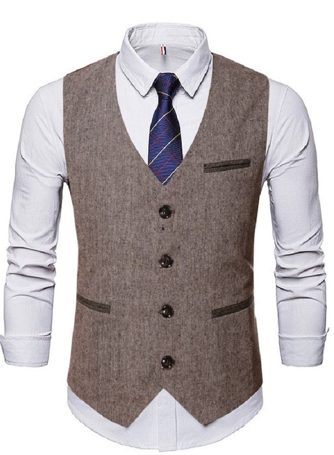 Men's Color Contrast British Casual Vest