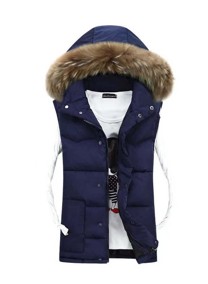 Men Winter Fashion Simple Thickened Hooded Vest