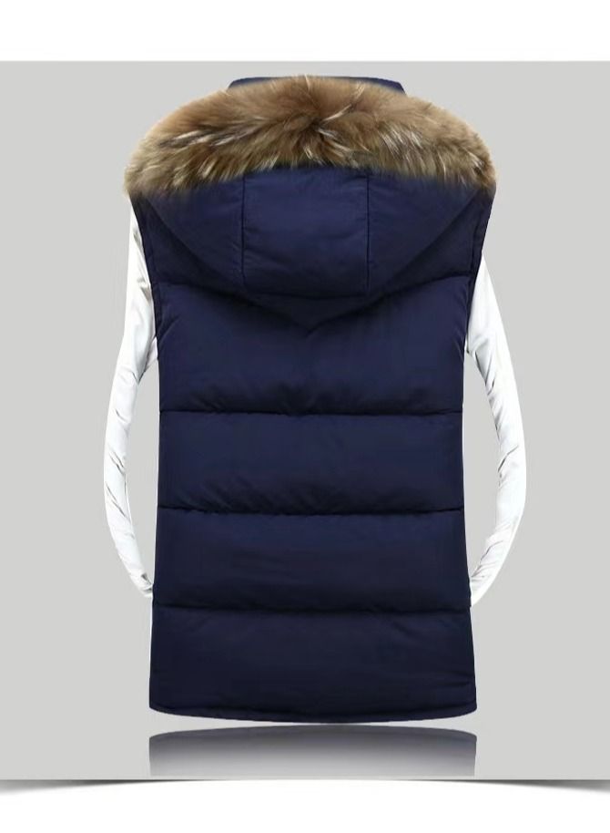 Men Winter Fashion Simple Thickened Hooded Vest