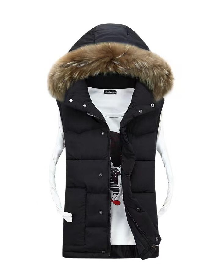 Men Winter Fashion Simple Thickened Hooded Vest