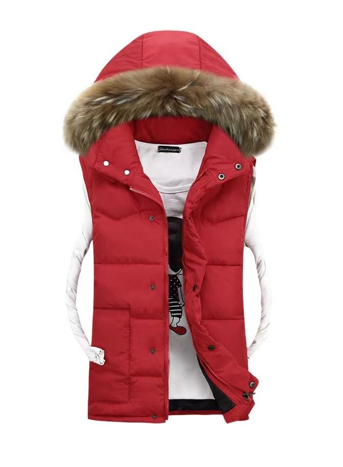 Men Winter Fashion Simple Thickened Hooded Vest