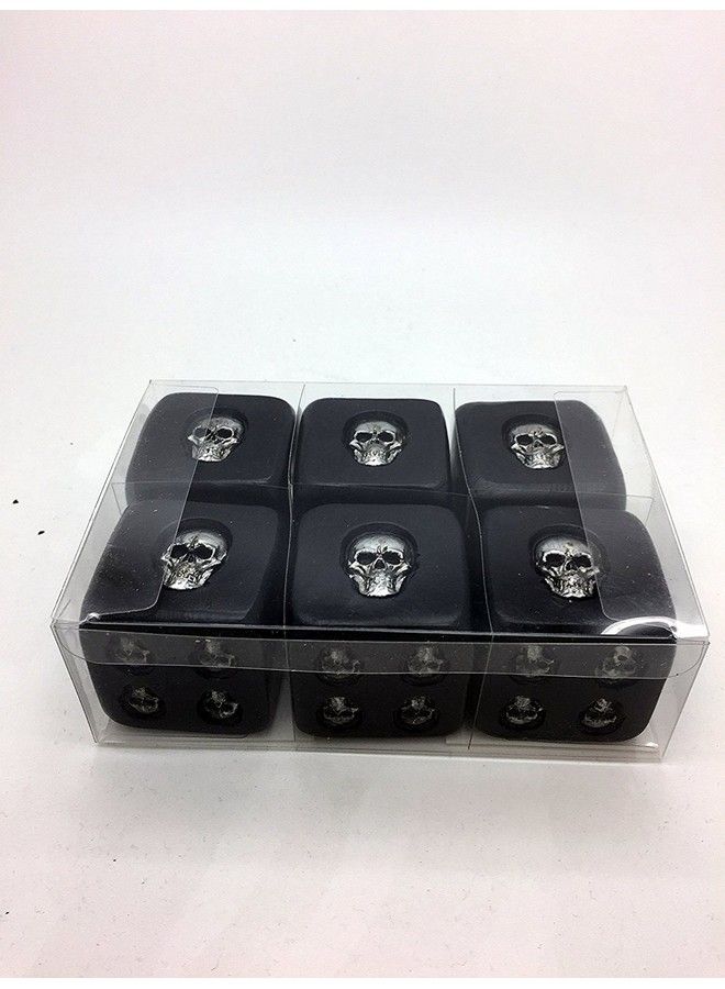 Decorative Black Skull Dice Of Death 1.5 Inches Each Set Of 6