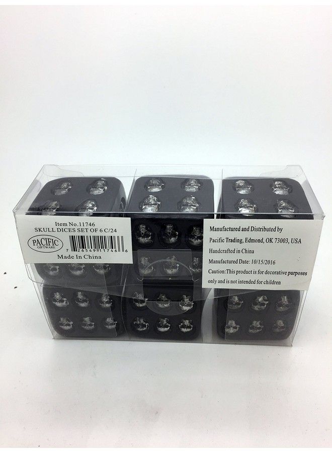 Decorative Black Skull Dice Of Death 1.5 Inches Each Set Of 6