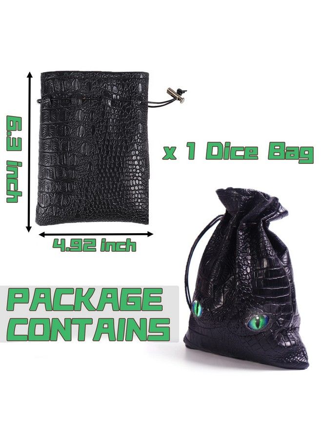 Large Dnd Dice Bag Black Dnd Dice Bag Can Hold 6 Dnd Dice Sets Fire Dragon Leather Coin Bag Glows Green Light In Eyes Suitable For Dnd Board Games Fantasy Rpg Game Accessories Dice Not Included