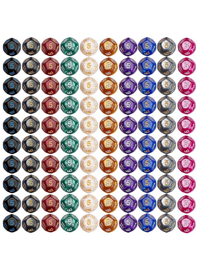 Dnd Polyhedral Dice (100Pcs) With A Dice Bag Compatible With Dungeons And Dragons Dnd Rpg Mtg Role Playing Table Games (10 Colors D12 Dice)