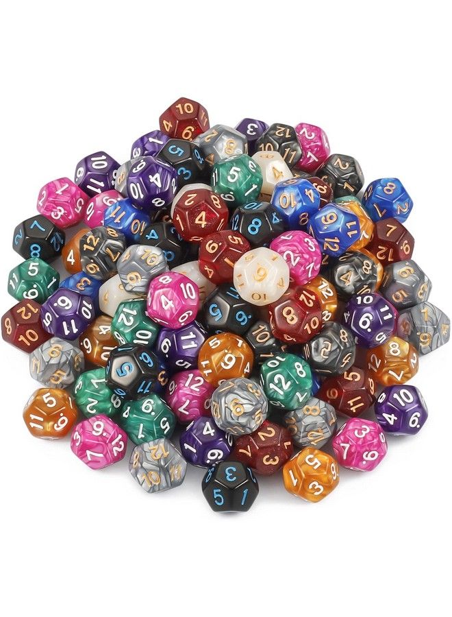 Dnd Polyhedral Dice (100Pcs) With A Dice Bag Compatible With Dungeons And Dragons Dnd Rpg Mtg Role Playing Table Games (10 Colors D12 Dice)