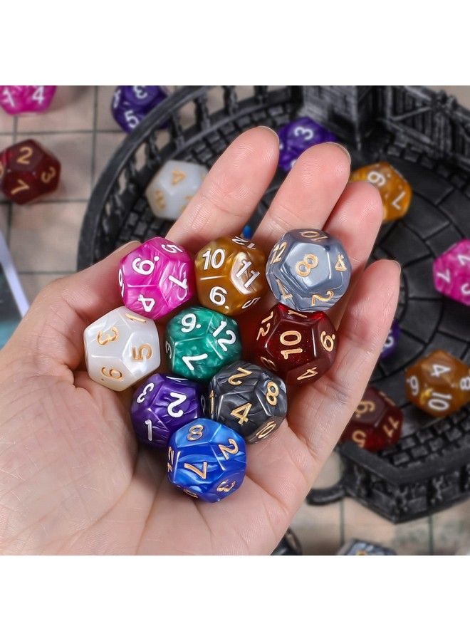 Dnd Polyhedral Dice (100Pcs) With A Dice Bag Compatible With Dungeons And Dragons Dnd Rpg Mtg Role Playing Table Games (10 Colors D12 Dice)